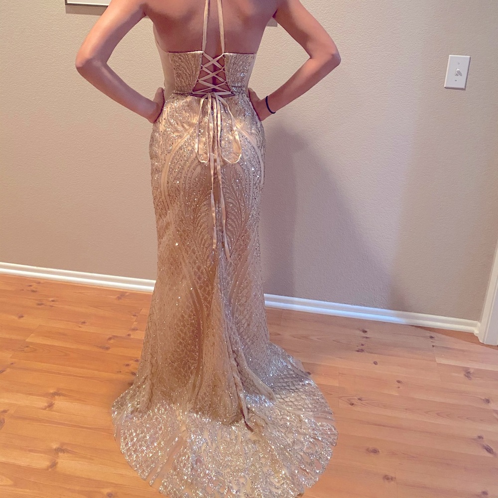 Formal gold sequin gown